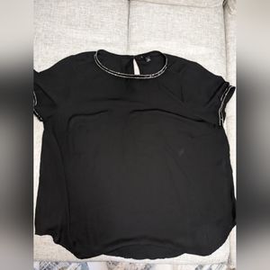 TORRID Size 1 Black Mesh Cover Top with Border Sequins